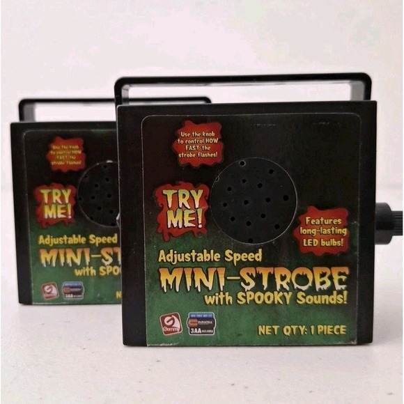 Gemmy Other - 2 GEMMY Halloween Mini-Strobe Light w/ Spooky Sounds Sensor Adjustable Vtg WORKS